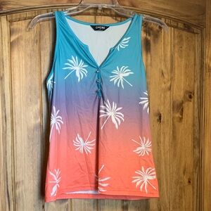 Chic Women's Sleeveless Gradient Tank - Teal and Coral